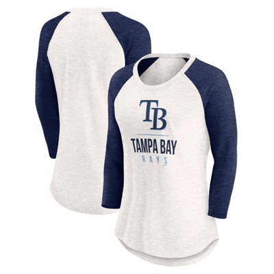 MLB Tampa Bay Rays Women's White 3/4 Sleeve Fashion T-Shirt