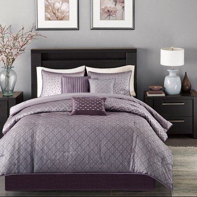 Kumasinova Elegant 7 PCS Sequin Jacquard Comforter Set,Bedding Sets with Decorative Pillows,Shams,Bed Skirt,Brushed Polyester Reverse