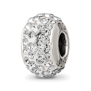 Black Bow Jewelry Sterling Silver with White Crystals April Birthstone Bead Charm - 1 of 4