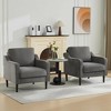 Mid-Century Modern Accent Chairs,Modern Linen Fabric Armchair for Living Room,Comfy Sofa Chairs with Scooped Arms - 4 of 4