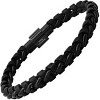Steeltime Men's black leather and black ip stainless steel braided bracelet - 2 of 4