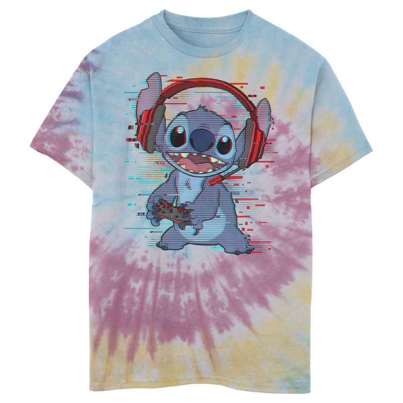 Boy's Lilo & Stitch Red and Blue Gamer T-Shirt, 1 of 5