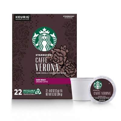 Starbucks Dark Roast K-Cup Coffee Pods — Caffè Verona for Keurig Brewers — 1 box (22 pods)