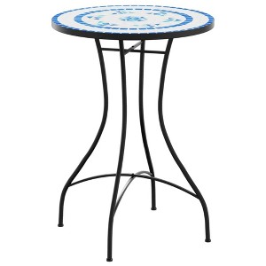 vidaXL Bistro Table Outdoor Side Table Garden Patio Porch Mosaic Table Ceramic - 1 of 4