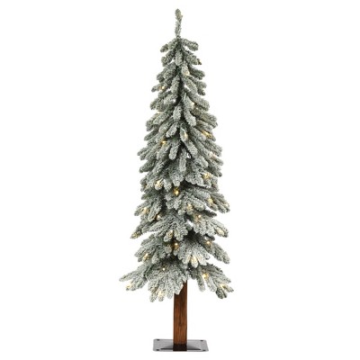 4ft Haute Decor Pre-Lit LED Lightly Flocked Alpine Artificial Christmas Tree White Lights