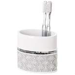 Creative Scents Mirror Damask  White Toothbrush Holder