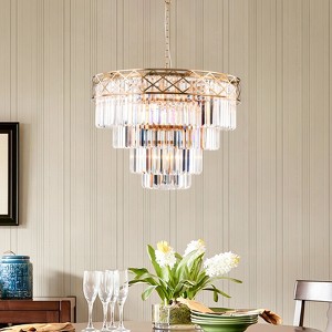 Maxax 31.5" Crystal Chandelier, Modern  Dimmable Iron Frame Ceiling Lighting for Dining Room Living Room Bedroom - 1 of 4