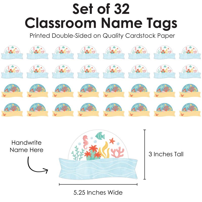 Big Dot of Happiness Ocean Creatures - DIY Blank Paper Desk or Locker Labels - Classroom Name Tags - Set of 32, 3 of 8