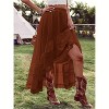Women's Western Boho Skirt - Lace Ruffle Asymmetrical Hem Cowgirl Style Rust Brown - 4 of 4