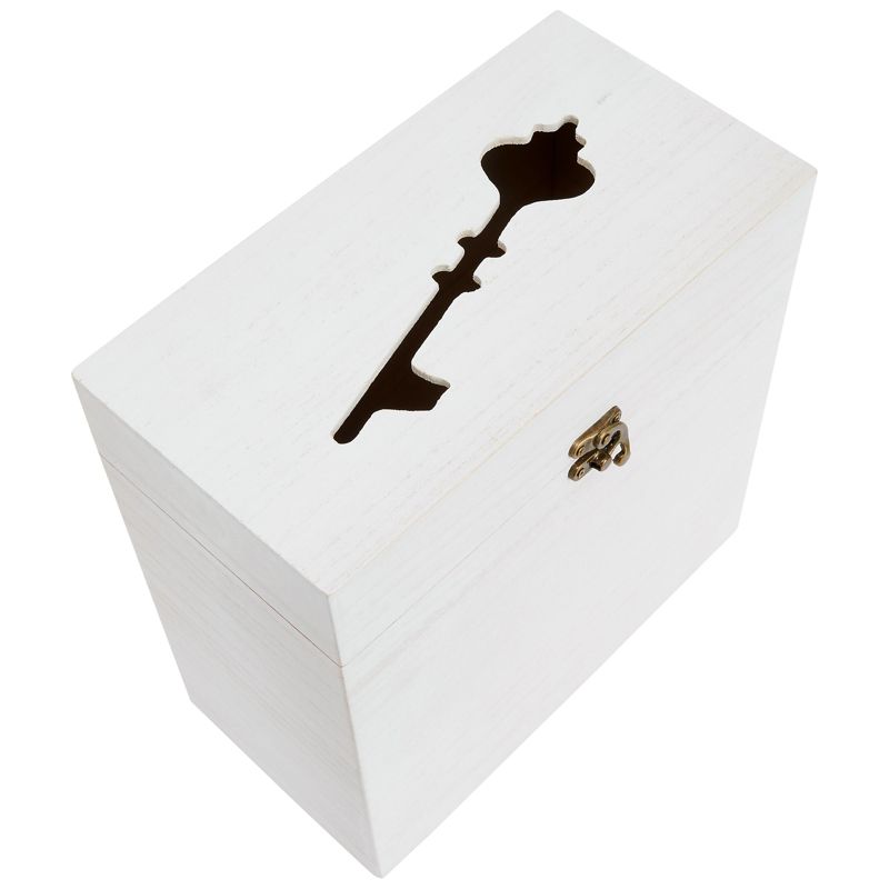 Juvale Wooden Wedding Card Box for Reception With Clasp and Slot, 9.75 x 5 x 10 Inches, White, 5 of 10