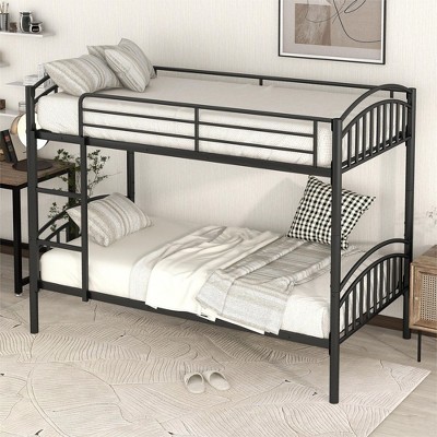 NicBex Twin Over Twin Detachable Bunk Bed with Guardrail & Stairs,Metal Bed Frame for Kids Room,Bedroom