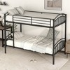 NicBex Twin Over Twin Bunk Bed with Fence and Ladder,Metal Loft Bed with Detachable Design for Bedroom,Convertible into 2 Beds,White/Black/Silver - 2 of 4