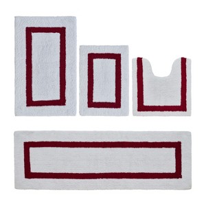 Hotel 4 PC Bath Rug 100% Premium Cotton Tufted Weave Two Tone Reversible Bathroom Rug, Super Soft Absorbent, Machine Washable Bath Mat - 1 of 4