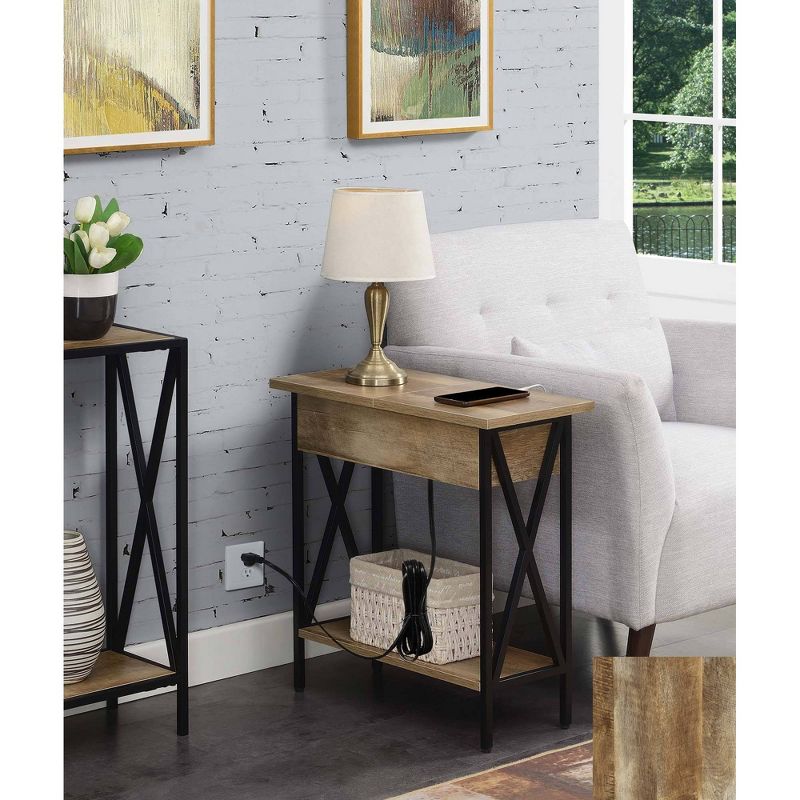 Tucson Flip Top End Table with Charging Station and Shelf - Breighton Home, 3 of 11
