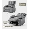 Recliner Chair with 360° Swivel & Rocker, PU Leather Recliner with 2 Cup Holders & Side Pocket, Soft Lazy Boy Chair for Living Room, Bedroom & Nursery - 2 of 4