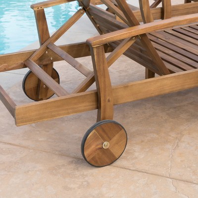 Perla Teak Finish Acacia Wood Outdoor Chaise Lounge Set
