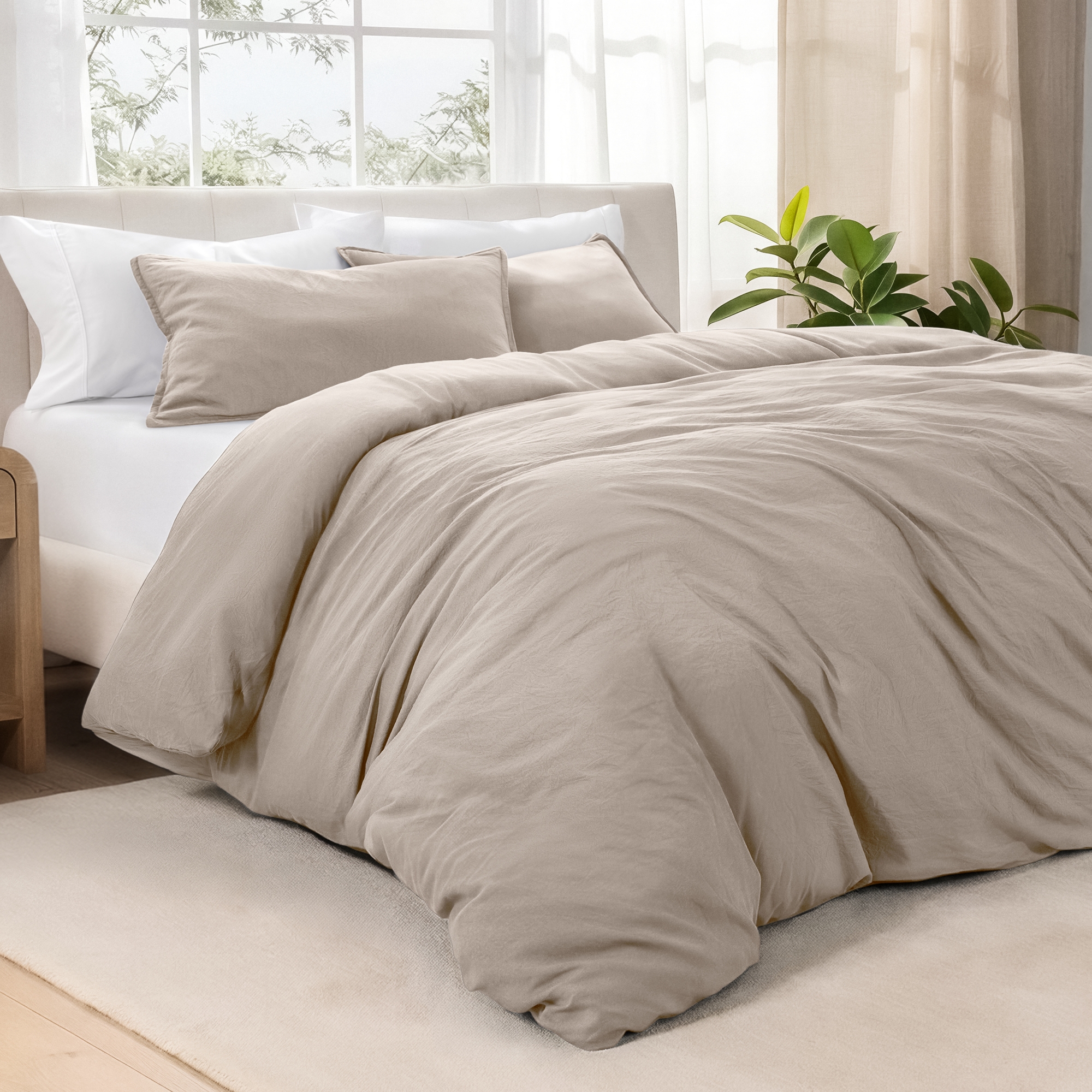 Ultra Soft Easy Care Washed Duvet Cover & Sham Set by Bare Home - King, Pebble Beach