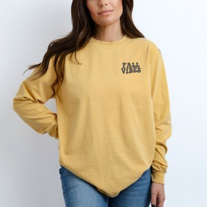 Simply Sage Market Embroidered Fall Vibes Retro Garment Dyed Long Sleeve - 1 of 4
