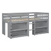 Sapphtopaz Twin Size Low Loft Bed with 2-Tier Shelves,Kids Loft Bed Frame with High Guardrail & Ladder,Space-Saving Beds with LED for Boys&Girls - 2 of 4