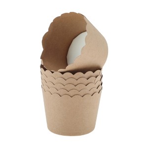 Unique Bargains Disposable Baking Cups Wood Pulp Paper PE Coating Reddish Brown Khaki 2.36"x1.77" 50 Pcs - 1 of 4