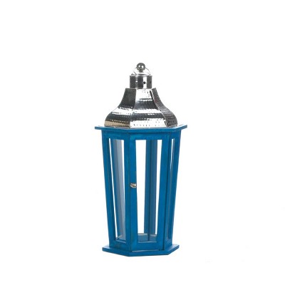 Wood Outdoor Lantern Azul Beach Blue - Zingz & Thingz
