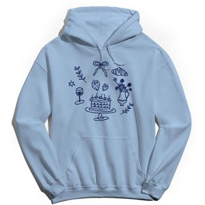 Rerun Island Men's Cake Wine Flowers Croissant Long Sleeve Graphic Cotton Sweatshirt Hoodie - 1 of 4