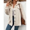 Coolmee Women's Winter Fleece Heating Jacket Button Down Stand Collar with Pockets Coats - 4 of 4
