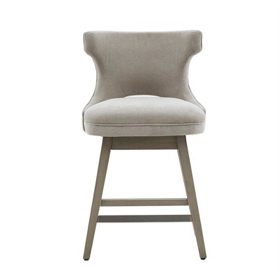 OUTSUPPLY Swivel Counter Stool, 360° Rotation, Solid Wood Legs & Silver Nailhead Trim