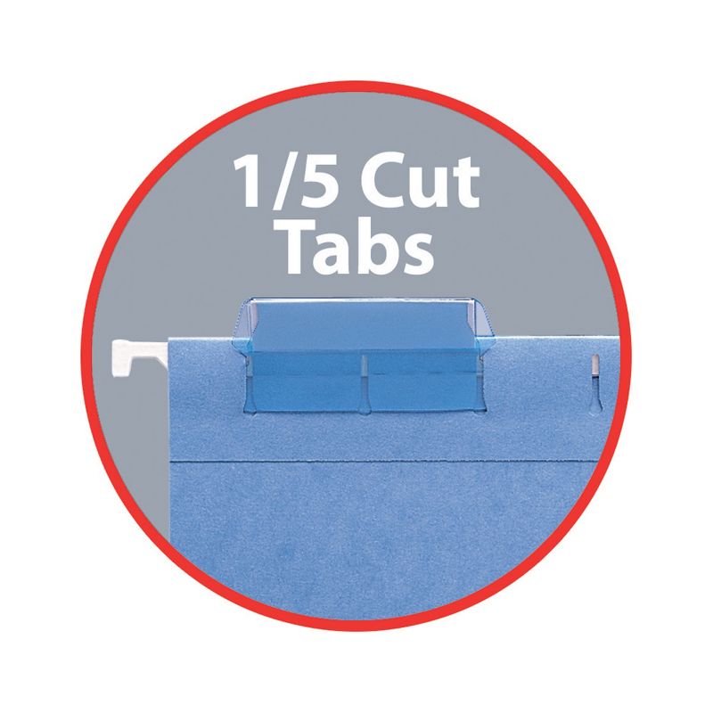 Smead Hanging File Pocket with Tab, 3" Expansion, 1/5-Cut Adjustable Tab, Letter Size, Sky Blue, 25 per Box (64270), 3 of 5