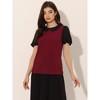 Allegra K Women's Contrast Peter Pan Collar Puff Short Sleeve Summer Top - 3 of 4
