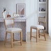 26.5" Upholstered Counter Stools Set of 2 with Backrest, Footrest, and Solid Rubberwood Frame for Home Bar or Kitchen - 3 of 4