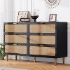 Jojoka 6 Drawer Rattan Dresser, Wooden Storage Organizer with Deep Drawers and Wide Top for Bedroom, Living Room, Entryway, Kids Room - 2 of 4