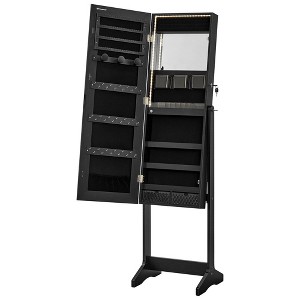 Mirror Jewelry Cabinet Standing Armoire Organizer Jewelry Storage with Full-Length Frameless LED Lights Mirror - 1 of 4