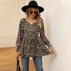 Women's Blouses Fall Puff Long Sleeve Shirts Casual V-Neck Loose T-Shirts - 4 of 4