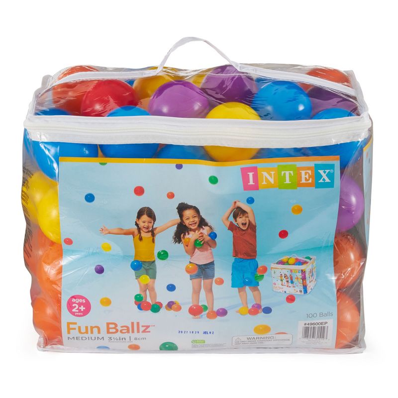 Intex 100-Pack Large Plastic Multi-Colored Fun Ballz For Ball Pits or Splash Pools, Includes Bag for Safety and Storage, 4 of 7