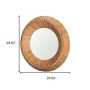 HomeRoots 30" Brown Solid Wood Faceted And Beaded Round Framed Accent Mirror - 3 of 4