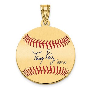 Black Bow Jewelry 14K Gold Plated Tony Perez Signature SM Enamel Baseball Pendant - 1 of 4