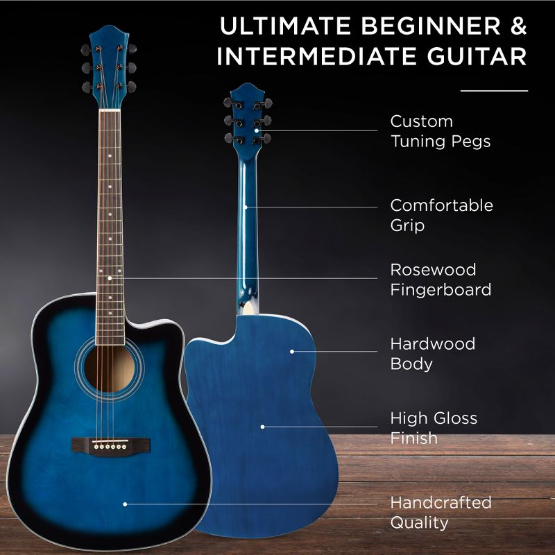 Best Choice Products 41in Full Size Beginner Acoustic Guitar Set with Case, Strap, Capo, Strings, 4 of 9