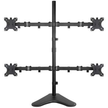 Mount-It! Quad Monitor Stand, Height Adjustable Free Standing 4 Screen Mount Fits Monitors up to 32 Inches, Black, Steel