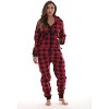 #followme Women's One Piece Buffalo Plaid Adult Bodysuit Fleece Hoody Pajamas - 2 of 4