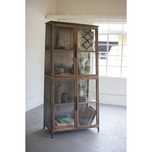 Metal & Wood Slanted Display Cabinet with Glass Doors – 79" Tall by Kalalou - 1 of 3