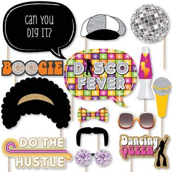 Big Dot of Happiness 70's Disco - 1970s Disco Fever Party Photo Booth Props Kit - 20 Count