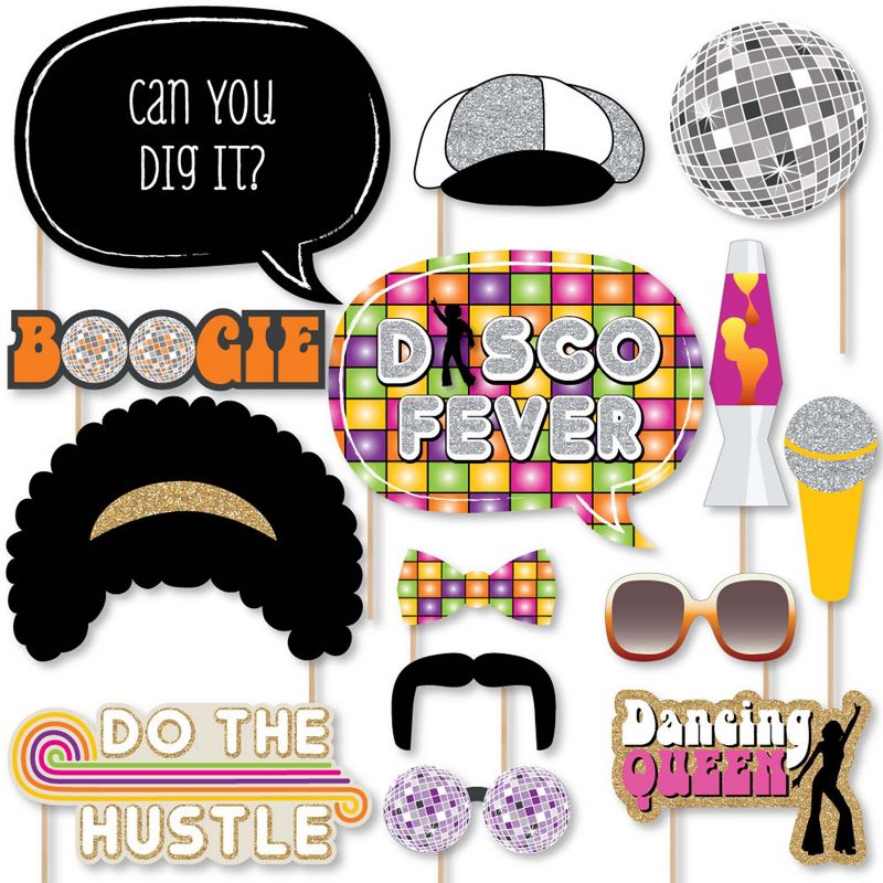 Big Dot of Happiness 70's Disco - 1970s Disco Fever Party Photo Booth Props Kit - 20 Count, 1 of 8