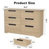 6-Drawer Natural Wood Double Dresser - Modern Storage with Recessed Handles for Bedroom or Living Room - 2 of 4