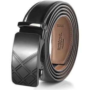 Roxoni Men's Genuine Leather Ratchet Dress Belt with Automatic Double Gloss Buckle, Enclosed in an Elegant Gift Box - 1 of 4