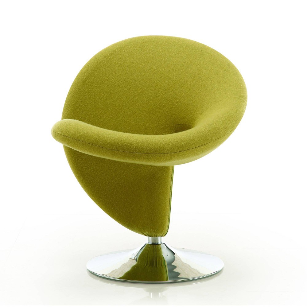 Photos - Coffee Table Curl Wool Blend Swivel Accent Chair: Chrome Base, Ergonomic Support - Manhattan Comfort