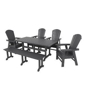 WestinTrends 6 Piece Outdoor Patio Dining Table and Armchair Dining Bench Set - 1 of 4