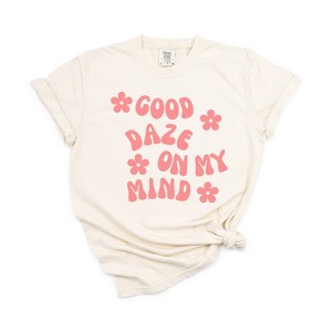 Simply Sage Market Women's Good Daze On My Mind Flowers Short Sleeve Garment Dyed Tee - 1 of 2