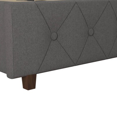 King Gray Linen Tufted Upholstered Bed with Metal Frame