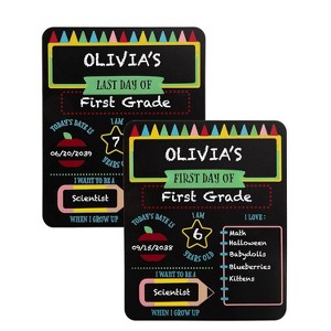 Pearhead First Day of School Reversible Chalkboard Sign - Crayons - 1 of 4